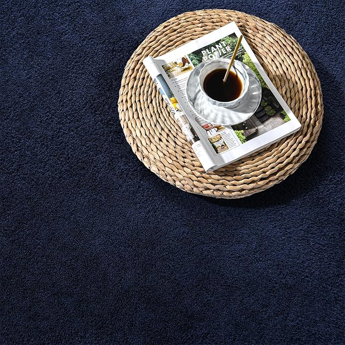 Large Area Rugs for Living Room Bedroom, 7 x 10 Ft Non-Slip Modern Area Rug, Soft Thickened Memory Foam Rug, Comfy Minimalist Indoor Carpet for Boys Girls Room Nursery Dorm Home Decor, Navy Blue