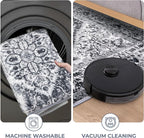 KOZYFLY Runners for Hallways 3x14 Ft Extra Long Washable Kitchen Thin Runner Rug Boho Runner Rug for Entryway Indoor Printed Faux Wool Stair Floor Carpet for Stair Kitchen Hall, Grey