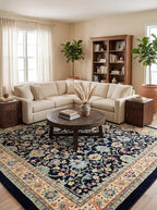 Rugs.com Yasmin Collection Rug – 8 Ft Square Navy Blue Medium Rug Perfect for Living Rooms, Kitchens, Entryways