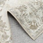3x5 Area Rug Beige Washable Office Vintage Distressed Carpet Bedroom Indoor Medallion Floral Living Room Non Slip Retro Throw Floor Mat for Dining Room Kitchen Bathroom