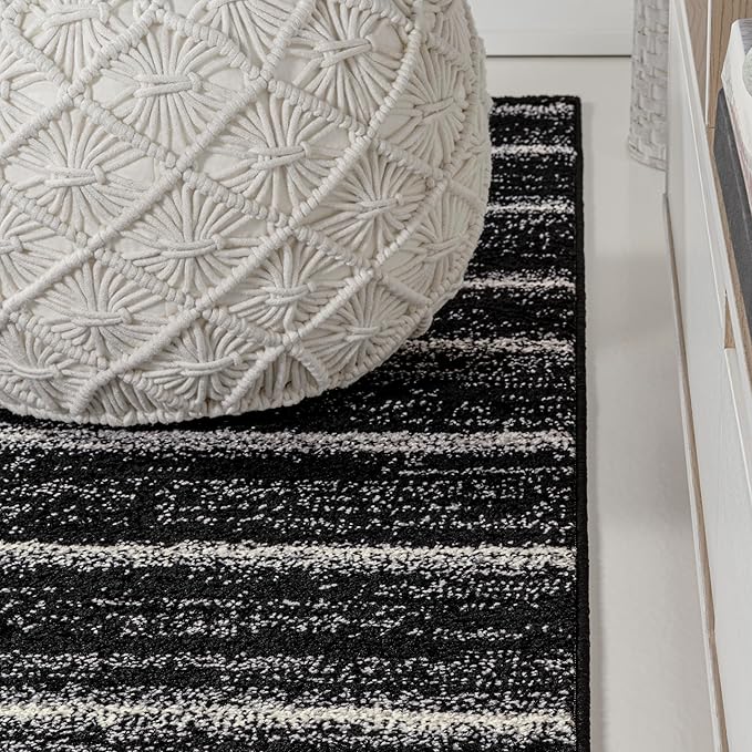 JONATHAN Y Williamsburg Minimalist Stripe Black/Cream Indoor Area Rug, 3x5, Contemporary, Modern, Easy-Cleaning for Living Room, Bedroom, Kitchen, Pet Friendly, Non-Shedding (MOH201F-3)