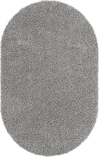 Unique Loom Davos Shag Collection Area Rug - Solid (5' 3" x 8' Oval, Sterling)
