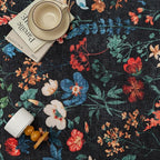 Floral Runner Rug 3x8 Washable Hallway Long Black Bedroom Carpet Non Slip Indoor Boho Kitchen Low Pile Accent Rug Lightweight Soft for Bathroom Dining Laundry Living Room