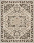 8x10 Area Rug Machine Washable Boho Rug for Living Room,Ultra-Thin Low Pile Carpet,Lightweight Indoor Printed Rug,Non Slip Floral Area Rug for Bedroom, Dining Room, Home Office,Brown
