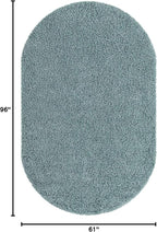 Unique Loom Solid Shag Collection Area Rug (5' 1" x 8' Oval, Light Slate Blue)