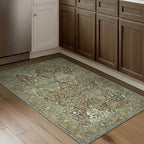 2x3 Entrance Rug Machine Washable Rug Small Door Mat,Ultra-Thin Low Pile Pad,Lightweight Indoor Carpet,Non Slip Floral Area Rug for Entryway,Bedside,Kids Room,Laundry,Bathroom,Sage Green