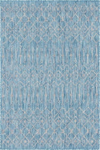 Unique Loom Outdoor Trellis Collection Area Rug - Tribal Trellis (4' 1" x 6' 1" Rectangle, Aqua/ Ivory)