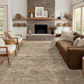 Fmfunctex 8x10 Washable Area Rug Brown Vintage Neutral Distressed Oriental Large Non Slip Carpet for Living Room Bedroom Soft Low Pile Indoor Mat Retro Throw Rug for Dining Room Kitchen Office Nursery
