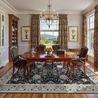 Deerly 6x9 Vintage Rugs for Dining Room, Washable Rugs Non Slip Large Area Rug for Living Room Bedroom Office, Floor Decoration Big Rug Mat Low-Pile Kid & Pet Friendly(Blcak Navy Multi