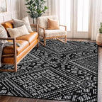 Rugshop Boho Black Tribal Area Rug 5x7 Modern Indoor Carpet for Living Room, Bedroom, or Entryway – Non-Shedding, Low Pile Geometric Design 5' x 7'
