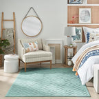 Nourison Home Versatile Aqua Teal 6' x 9' Area Rug - Easy Clean, Non Shedding, Bed Room, Living Room, Dining Room, Kitchen (6' x 9')
