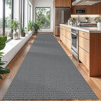 Braided Runner Rug 3x18 Ft Washable Runners for Hallways Non Slip Rubber Backed Kitchen Runners Cotton Long Entryway Runner Indoor, Woven Carpet for Hall Stair Entryway, Dark Grey/Grey
