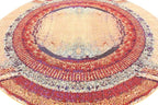 Unique Loom Estrella Collection Rustic, Distressed, Modern, Abstract Area Rug (8' 0 x 8' 0 Round, Orange/Black)