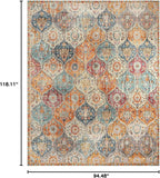 Lahome Moroccan Washable Area Rugs 8x10, 8x10 Rugs for Living Room Bedroom, Ultra-Thin Oriental Non-Slip Foldable Non Shedding Accent Large Carpet for Office Dining Room, Cream/Multi