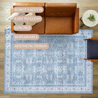 Fame Living Washable Area Rug. Modern Farmhouse. Vintage. Turkish. Bohemian. Distressed. Oriental. Traditional. Rugs for Living Room. Dining. Bedroom. Office. Entryway. Foyer. (866CBl, 2'5" x 4'9")