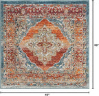 Unique Loom Isabella Collection Area Rug - Rossellini (4' 1" Square, Rust Red/ Beige)