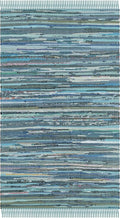 SAFAVIEH Rag Rug Collection Accent Rug - 2'6" x 4', Blue & Multi, Handmade Boho Stripe Cotton, Ideal for High Traffic Areas in Entryway, Living Room, Bedroom (RAR121B)