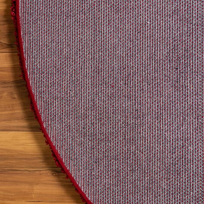 Unique Loom Solid Shag Collection Area Rug (7' 10" x 10' Oval, Cherry Red)