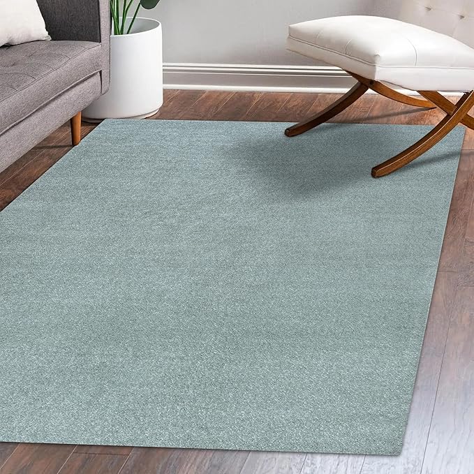 Eyely UES100S-8 Supersoft Haze Solid Low-Pile Indoor Area Rug Casual;Contemporary;Solid;Traditional, Bedroom, Kitchen, Living Room, Easy-Cleaning, Non-Shedding, 8 X 10, Light Blue