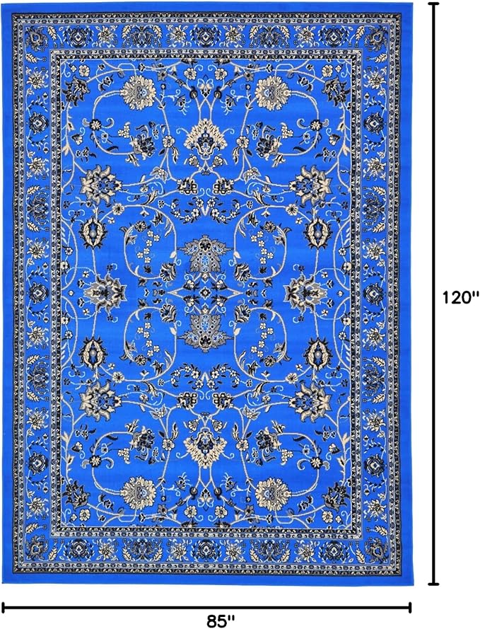 Unique Loom Sialk Hill Collection Area Rug - Washington (7' x 10' Rectangle Dark Blue/Black)