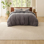 Bedsure 6x9 Faux Wool Area Rugs for Living Room, Machine Washable Carpet, Non-Slip Backing, Pet Friendly Throw Rug for Bedroom Dining Room, Natural Ivory