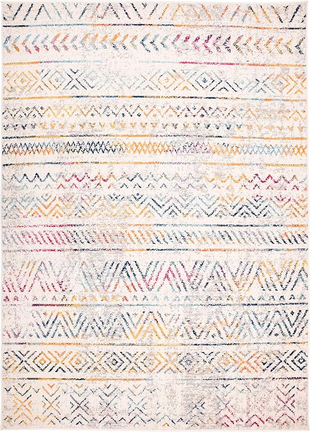 Rugshop Geometric Boho Area Rug – Multi Tribal Pattern, Perfect for Living Room, Bedroom, Dining Room, 5x7