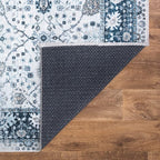 Bloom Rugs Caria Washable Non-Slip 9x12 Rug - Navy Blue Traditional Bordered Area Rug for Living Room, Bedroom, Dining Room, and Kitchen - Exact Size: 9' x 12'