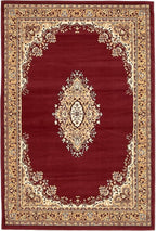 Unique Loom Reza Collection Traditional Persian Style Area Rug, 4 x 6 ft, Burgundy/Ivory