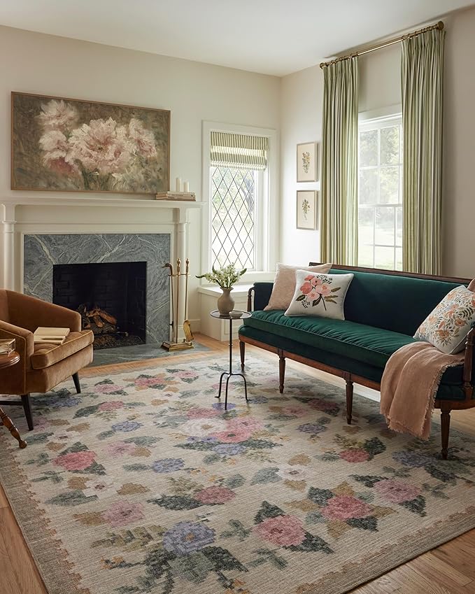 Loloi Rifle Paper Co. Rosa Collection RSA-02 Cream/Multi 5'-0" x 7'-6" Area Rug