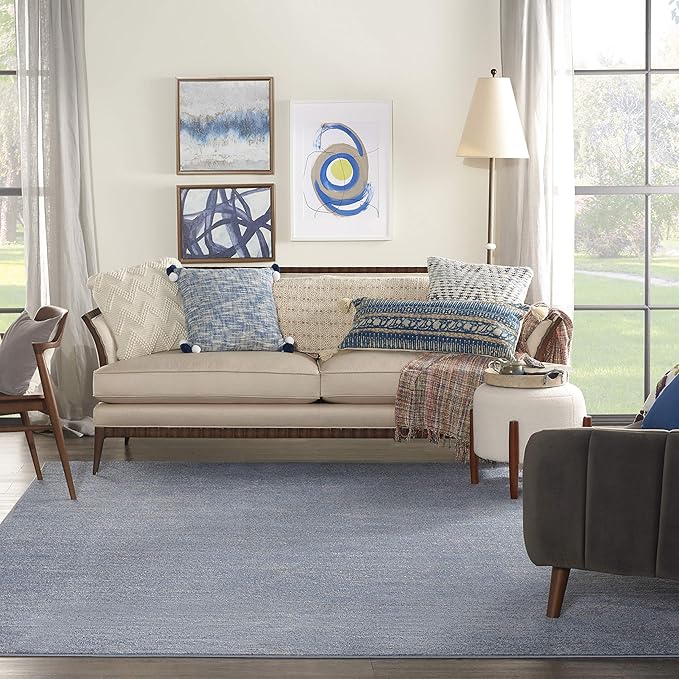 Nourison Home Nourison Essentials Blue Grey 8' x 10' Area Rug - Easy Clean, Non Shedding, Bed Room, Living Room, Dining Room, Kitchen (8' x 10')