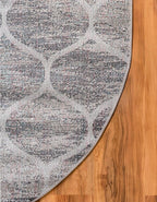 Rugs.com Lattice Frieze Collection Rug – 3' 3 x 5' 3 Oval Blue Multi Medium Rug Perfect for Living Rooms, Large Dining Rooms, Open Floorplans