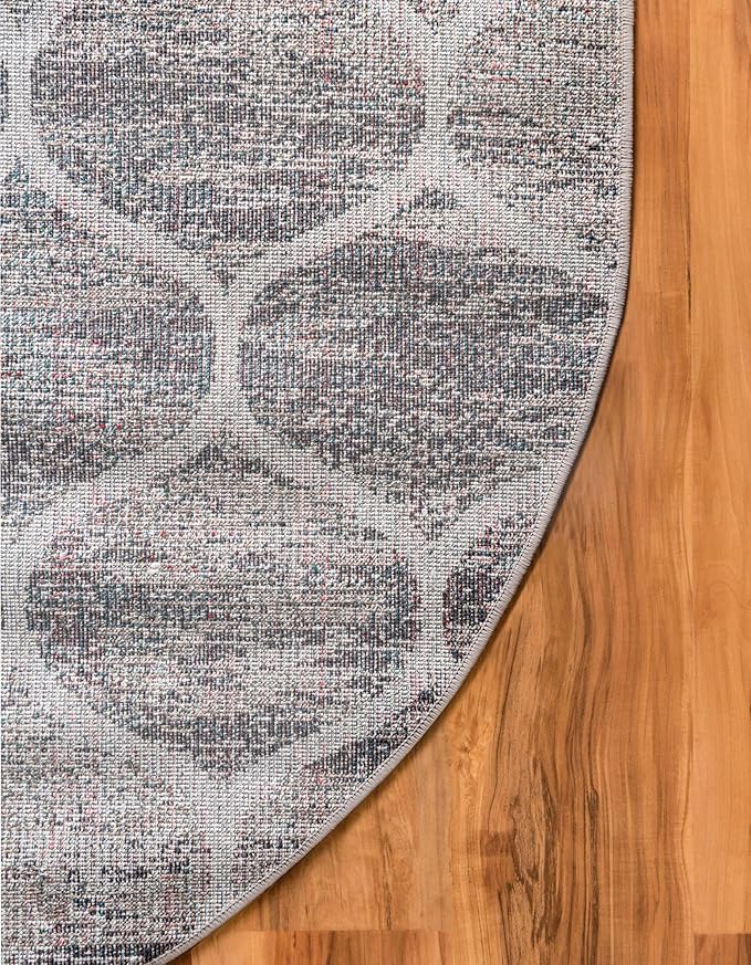 Rugs.com Lattice Frieze Collection Rug – 8' x 10' Oval Blue Multi Medium Rug Perfect for Living Rooms, Large Dining Rooms, Open Floorplans