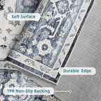Dripex Runner Rug-2x8 Washable Distressed Hallway Runner Oriental Medallion Carpet Non-Slip Stain-Resistant Kitchen Mat Foldable Thin Accent Rug for Entrance Living Room Bedroom