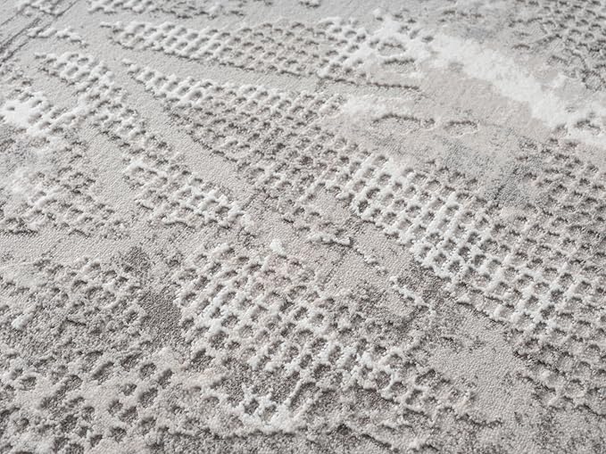 Adel Modern Area Rug for Living Room, 8x10 Rustic Distressed Abstract Large Grayl Rug, Medium Pile Stain Resistant Carpet for Bedroom, Dining Room or Kitchen (8' x 10', Gray)