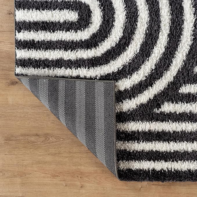 Rugshop Abstract Arch Shag Runner Rug Anthracite Dark Gray 2' 3" x 12' Great for Long Hallways, Open Entryways, or Galley Kitchens
