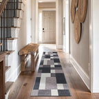 Rugshop Modern Boxes Design Non-Slip (Non-Skid) Runner Rug 2' x 10' Gray