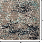 Unique Loom Trellis Frieze Collection Area Rug - Geometric (4' Square, Blue Multi/ Ivory)