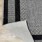 Alfa Rich 7x10 Black Washable Area Rugs for Living Room Bedroom Kitchen Dining Cotton Rug