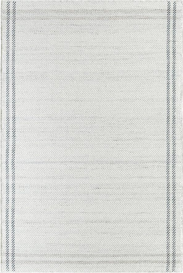 Mark&Day Wool Rugs, 4x6 Janmichael Solid and Border Gray/Ivory Area Rug, Grey Ivory Black Carpet for Living Room, Bedroom or Kitchen (3'6" x 5'6")
