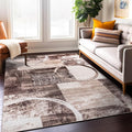 Rugshop Contemporary Abstract Circle Design Area Rug, Fade-Resistant Carpet for Living Room, Dining Room, or Office, Brown, 8'8" x 12'