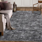 RUGSREAL Washable Rug 10x13 for Living Room Modern Abstract Area Rug Non-Slip Large Contemporary Bedroom Rug Stain Resistant Aesthetic Accent Floor Carpet Foldable Solid Rug for Home Office, Dark Grey