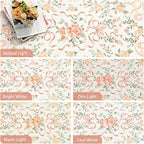 Orange Rug Bow Floral 8x10 Rug, Washable Area Rugs for Bedroom Living Room, Dining Room,Kids Room, Office,Playroom, Boho Modern Aesthetic Farmhouse Decor Non Slip Low Pile Carpet
