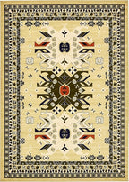 Unique Loom Taftan Collection Border Geometric Tribal Inspired Design Area Rug (7' 0 x 10' 0 Rectangular, Gold/ Gray)
