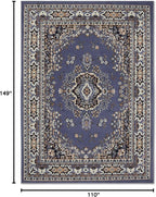 Home Dynamix Premium Sakarya Traditional Medallion Border Area Rug, Country Blue, 9'2"x12'5" Rectangle