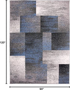 Rugshop Blue Modern Distressed Boxes Large Area Rug — Non-Shedding for Living Room, Office and Dining Room 8' x 10'