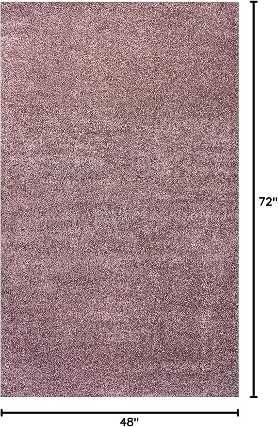 Eyely UES100R-4 Supersoft Haze Solid Low-Pile Indoor Area Rug Casual;Contemporary;Solid;Traditional, Bedroom, Kitchen, Living Room, Easy-Cleaning, Non-Shedding, 4 X 6, Light Purple