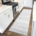 Hallway Runner Rug 2x6, Ultra Soft Moroccan Distressed Kitchen Runner Rug with Rubber Backing, Washable Low-Pile Boho Bathroom Rugs for Bedroom Bathroom Laundry