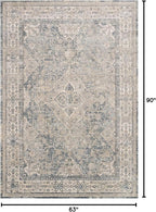 Loloi Teagan Collection TEA-04 Sky/Natural 5'-3" x 7'-6" Area Rug, Large, Soft Neutral Rug, High-Traffic for Living Room, Bedroom, Home Office, Dining Area