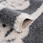 Hauteloom Tilos Moroccan Farmhouse Living Room Bedroom Nursery Shag Area Rug - Shaggy Carpet - Tiger Pattern - High Plush Pile - Dark Grey, Charcoal, Beige, Cream - 7'10" x 10'