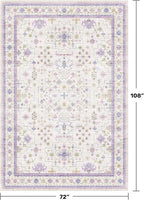 6x9 Lavender Rug for Bedroom, Kids Playroom, Non Slip Large Washable Living Room Area Rug, Low Pile Stain Resistant Foldable Boho Fairy Décor